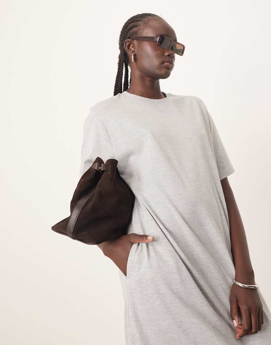 ARRANGE premium heavyweight T-shirt midi dress in gray heather