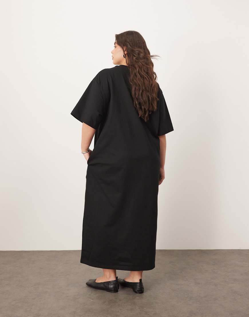 ARRANGE Curve premium heavyweight T-shirt midi dress in black
