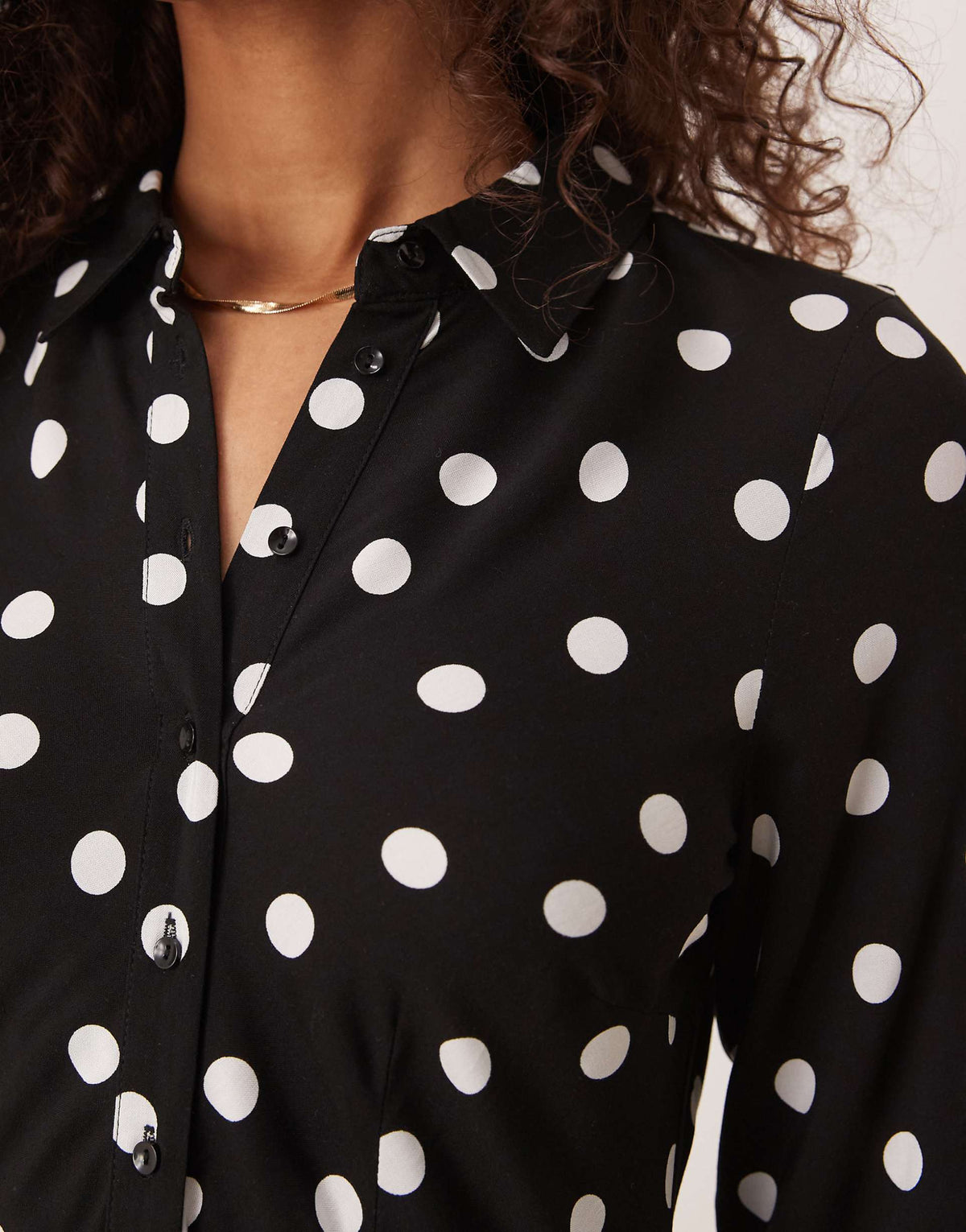 YAS maxi shirt dress in black polka dot print
