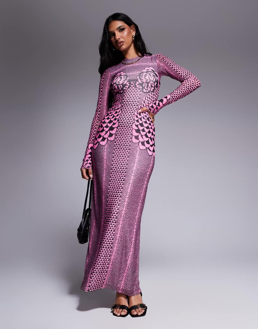 AFRM Didi maxi dress fully lined in pink petal