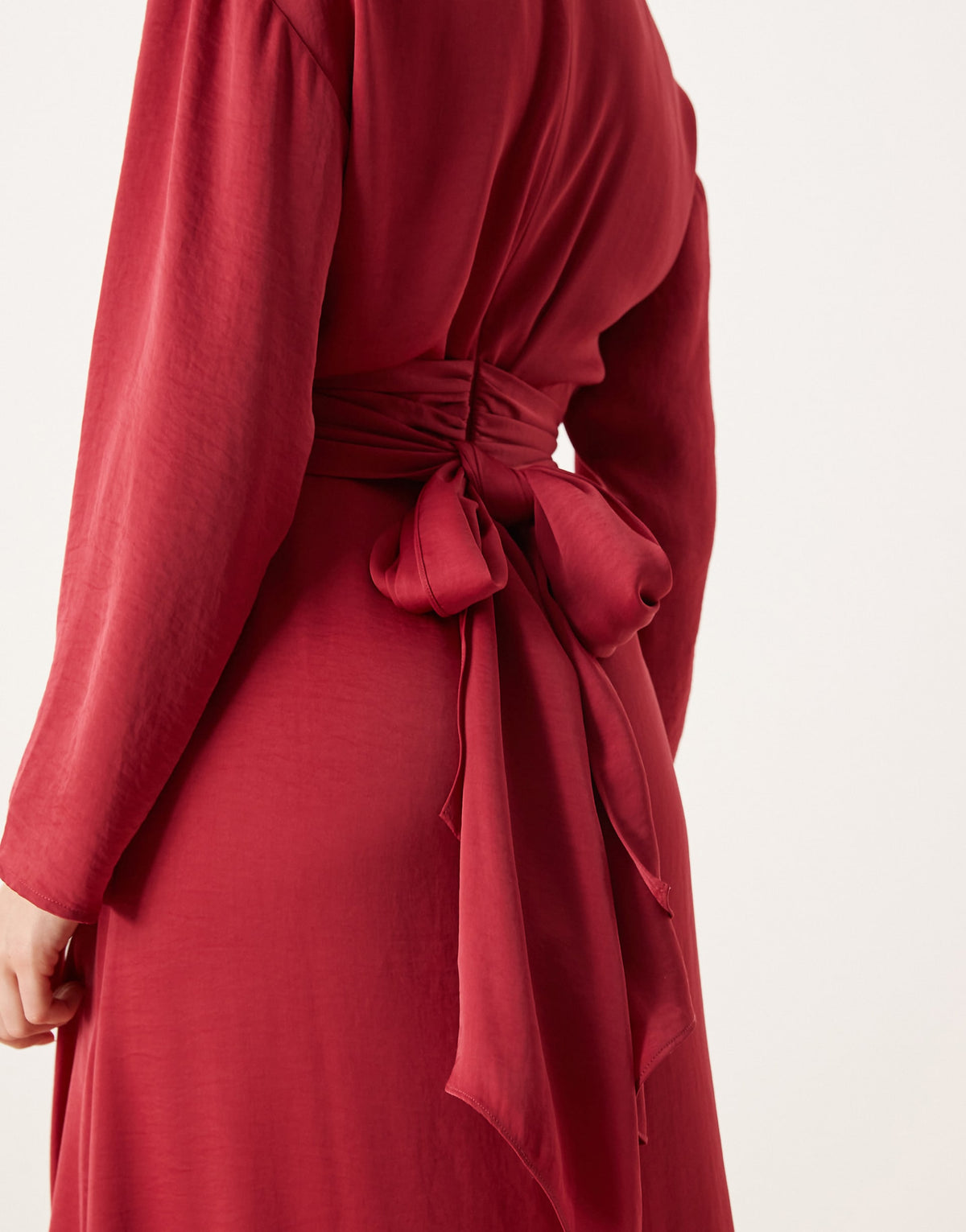 ASOS DESIGN tie back satin slip maxi dress in raspberry