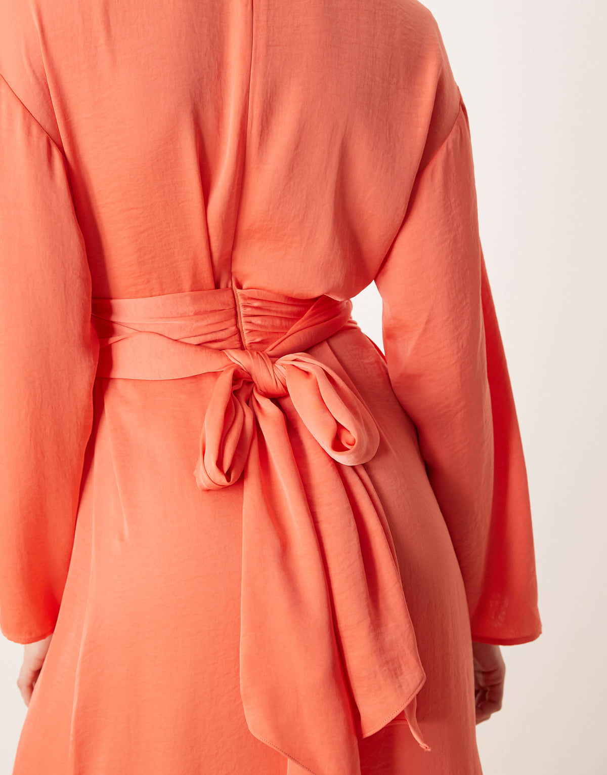 ASOS DESIGN tie back satin maxi dress in bright peach