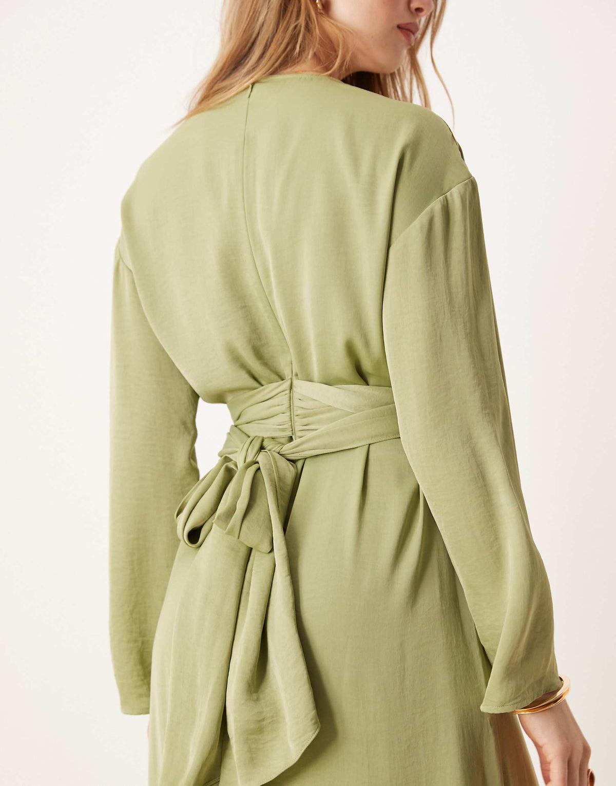 ASOS DESIGN tie back satin maxi dress in sage green