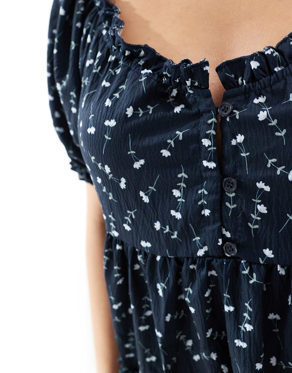 Daisy Street smock tiered mini dress in navy floral