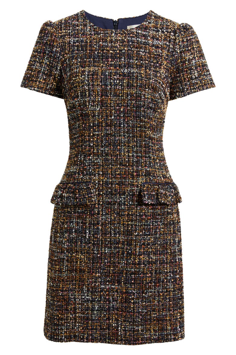 Jewel Neck Tweed Shift Dress