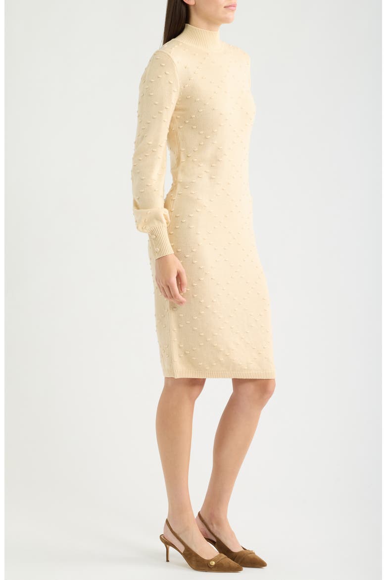Bobble Diamond Stitch Long Sleeve Sweater Dress