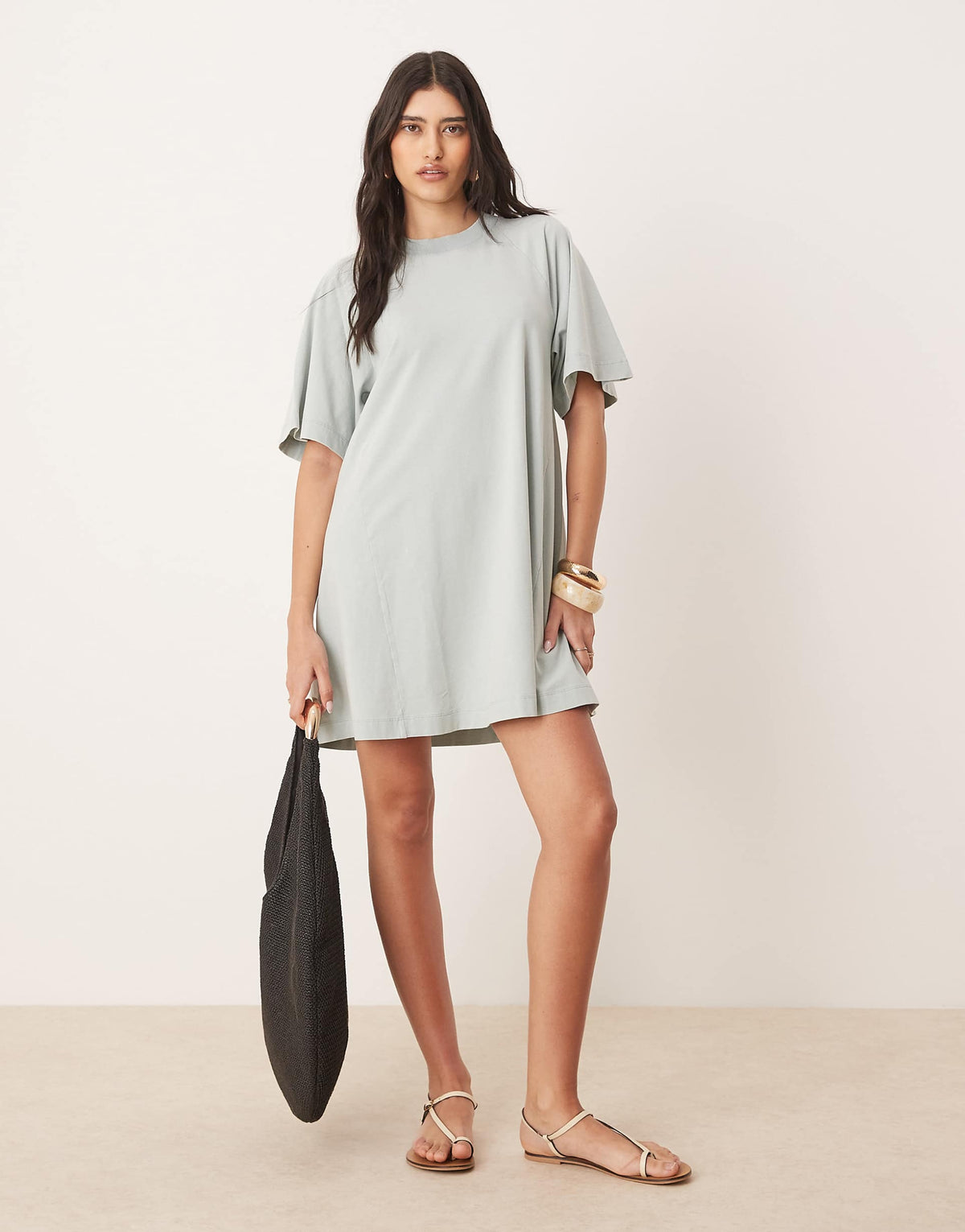 ASOS DESIGN T-shirt swing mini dress in washed blue