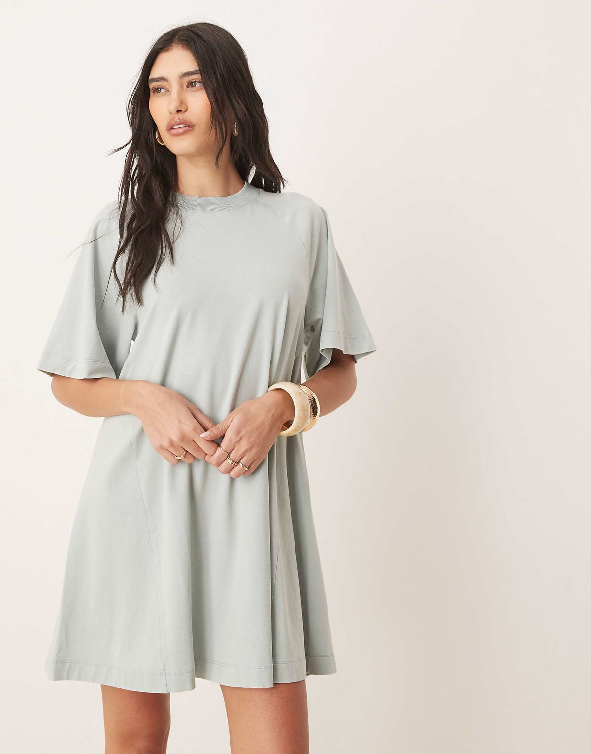 ASOS DESIGN T-shirt swing mini dress in washed blue