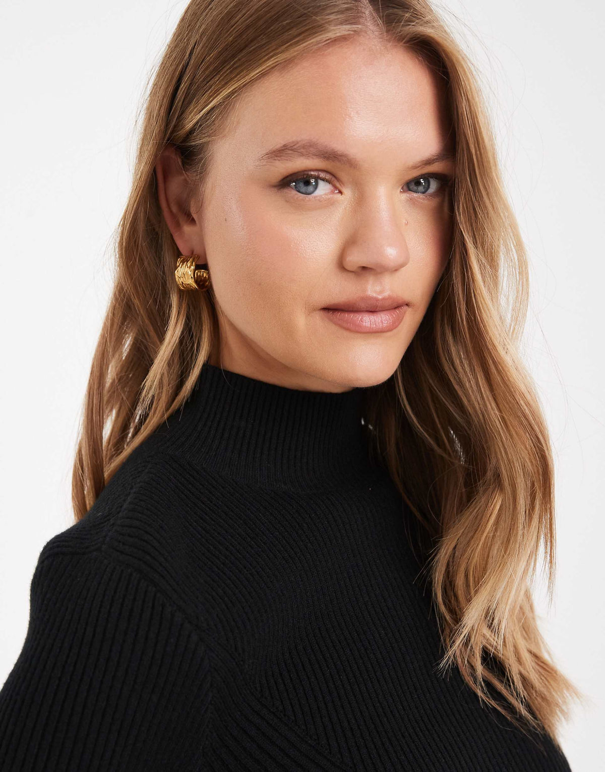 ASOS DESIGN knit fine gauge mini dress with ribbed detail in black