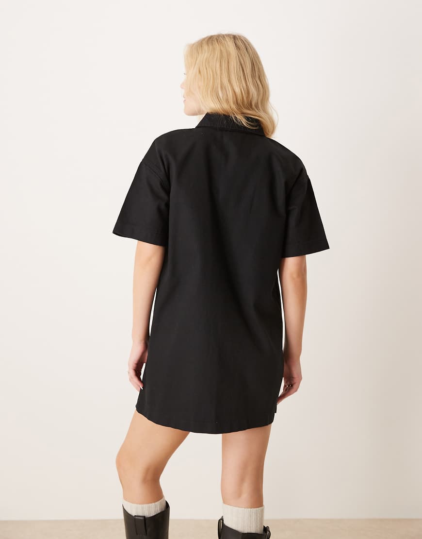 ASOS DESIGN denim shirt dress in black
