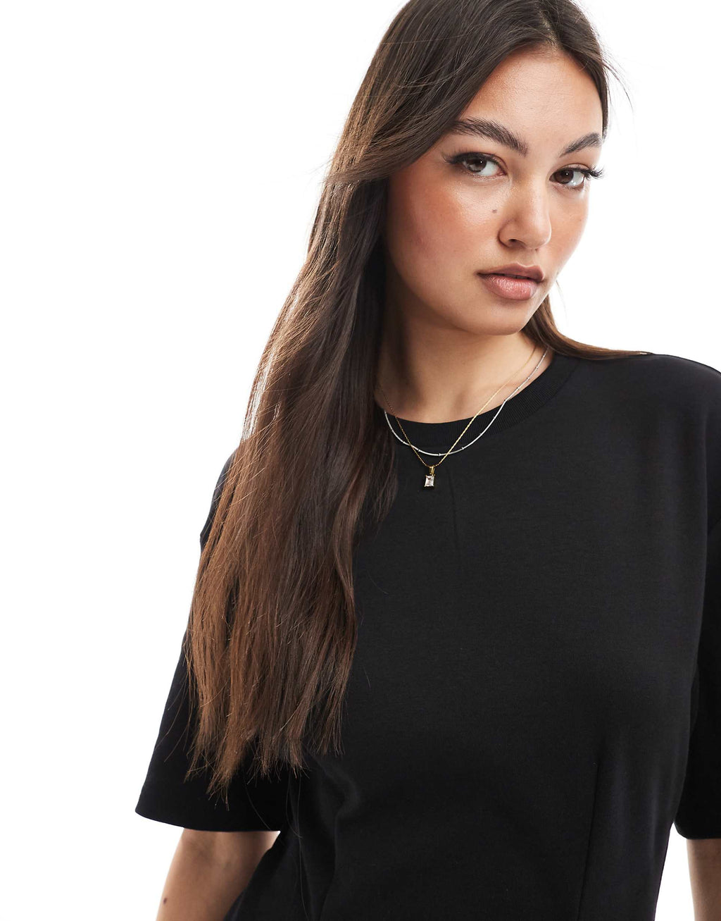 Monki t-shirt dress with cinched waist in black