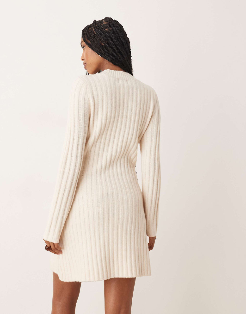 ASOS DESIGN knit structured mini dress in cream