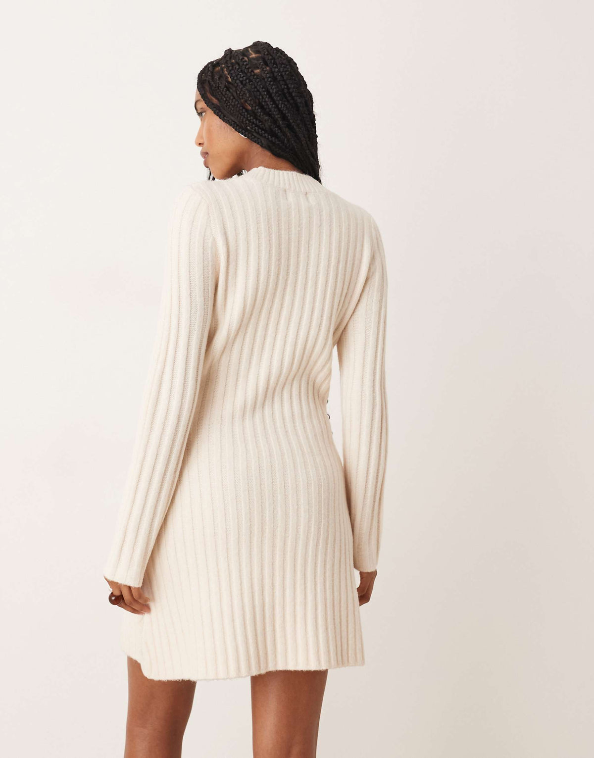 ASOS DESIGN knit structured mini dress in cream