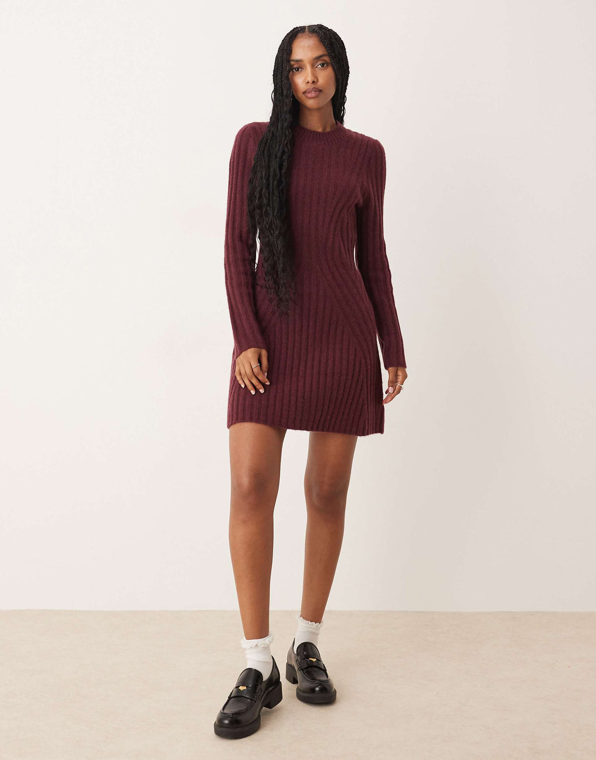 ASOS DESIGN knit structured mini dress in plum