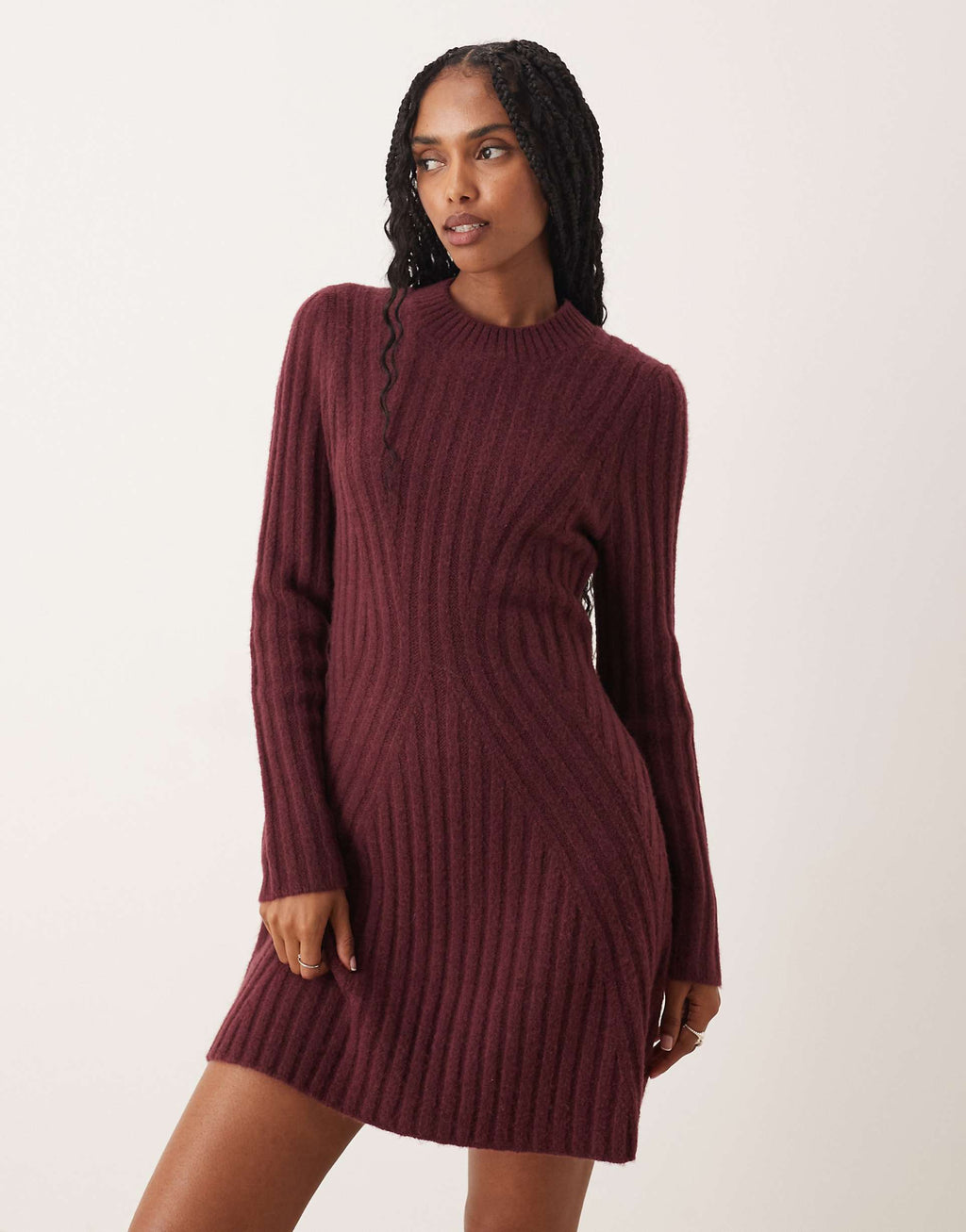 ASOS DESIGN knit structured mini dress in plum