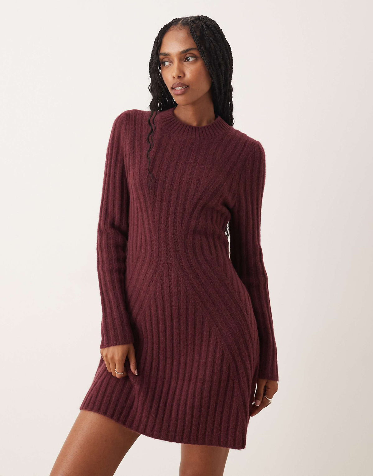 ASOS DESIGN knit structured mini dress in plum
