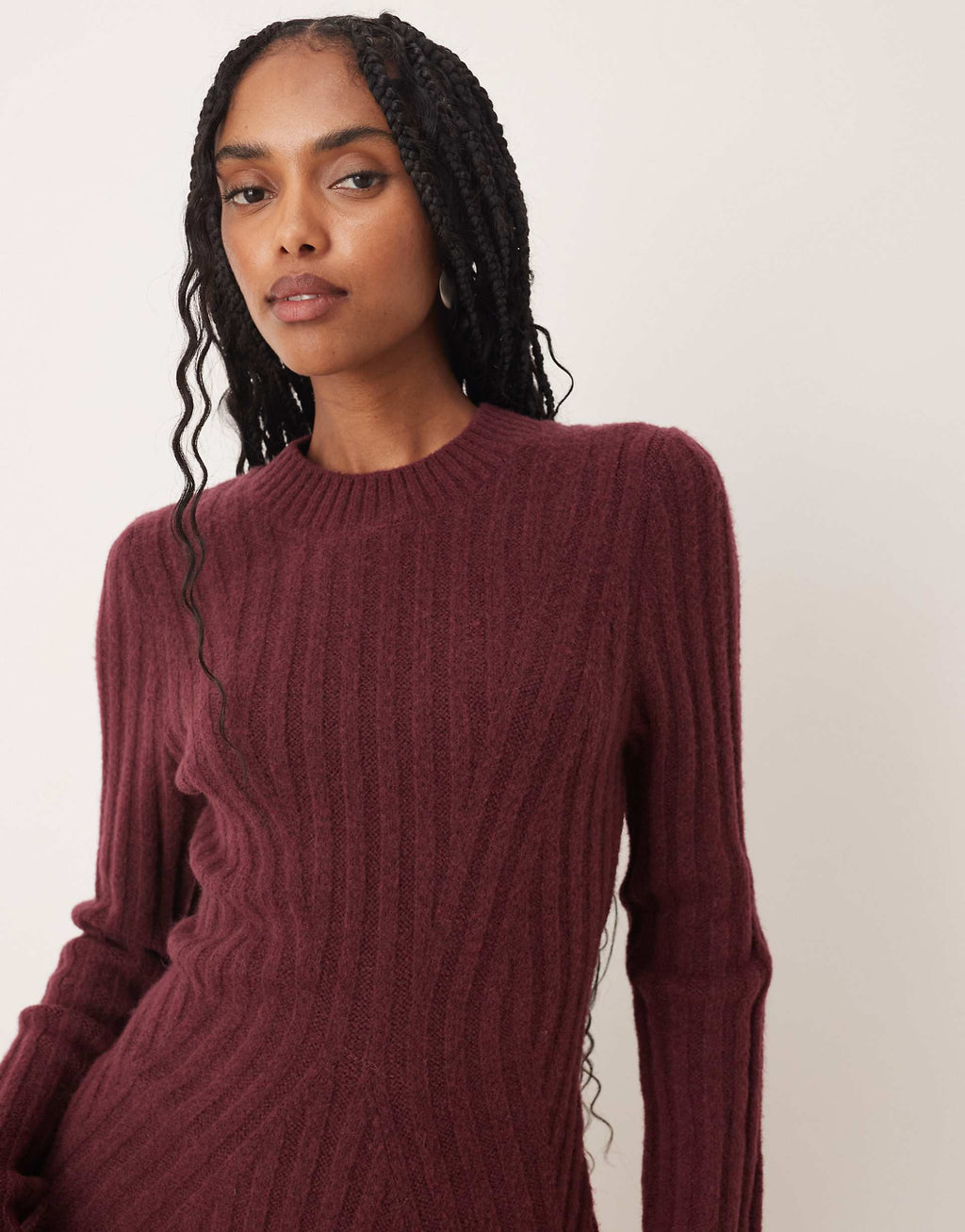 ASOS DESIGN knit structured mini dress in plum