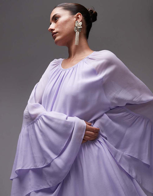 & Other Stories chiffon maxi dress with ruffles and tiered volume hem in lilac