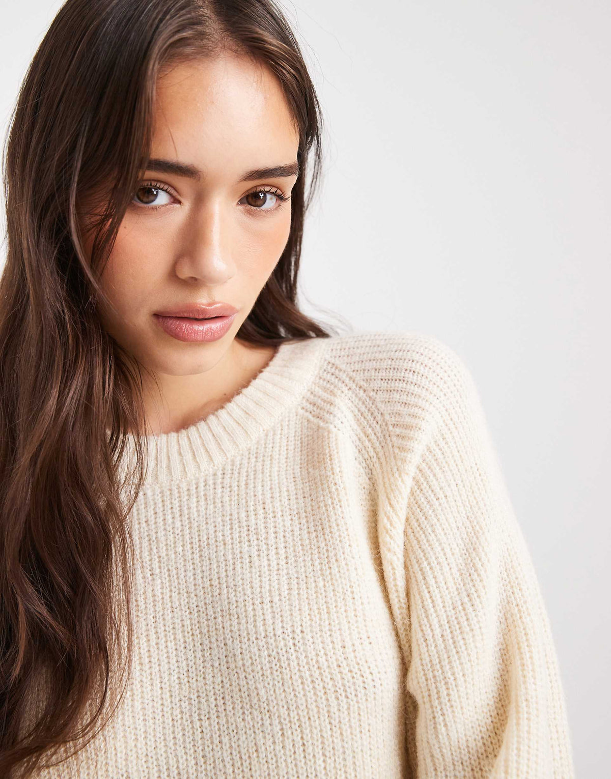 Miss Selfridge crew neck knit mini dress in cream