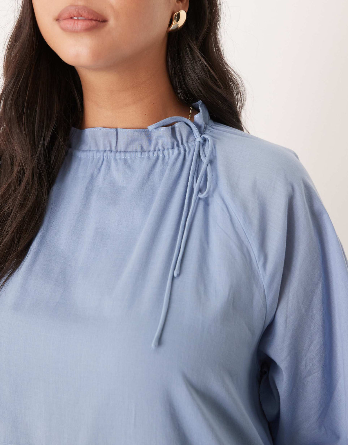 ASOS DESIGN Curve tiered ruffle maxi dress with ties in smokey blue