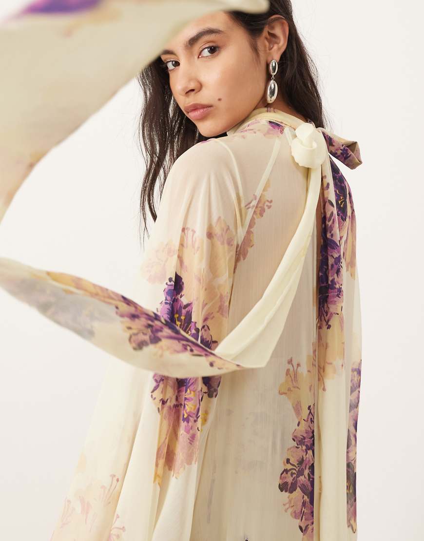 ARRANGE high neck trapeze maxi dress in painterly floral