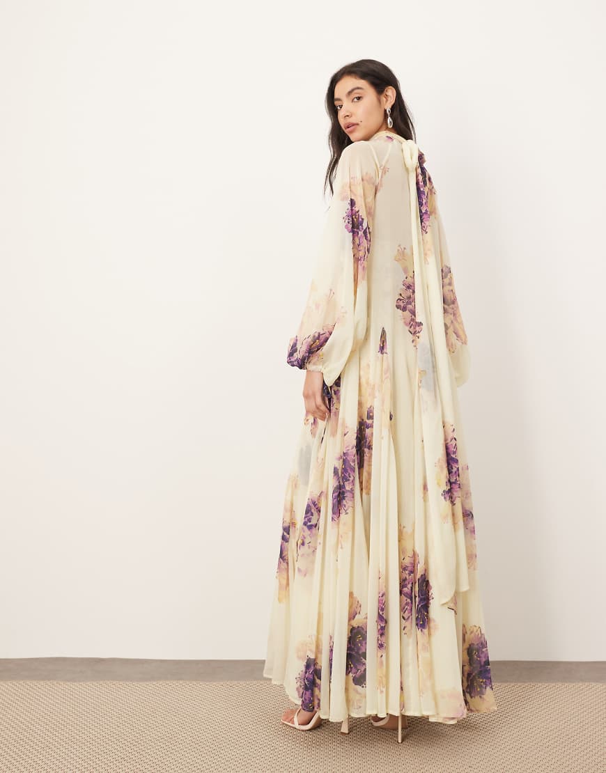 ARRANGE high neck trapeze maxi dress in painterly floral