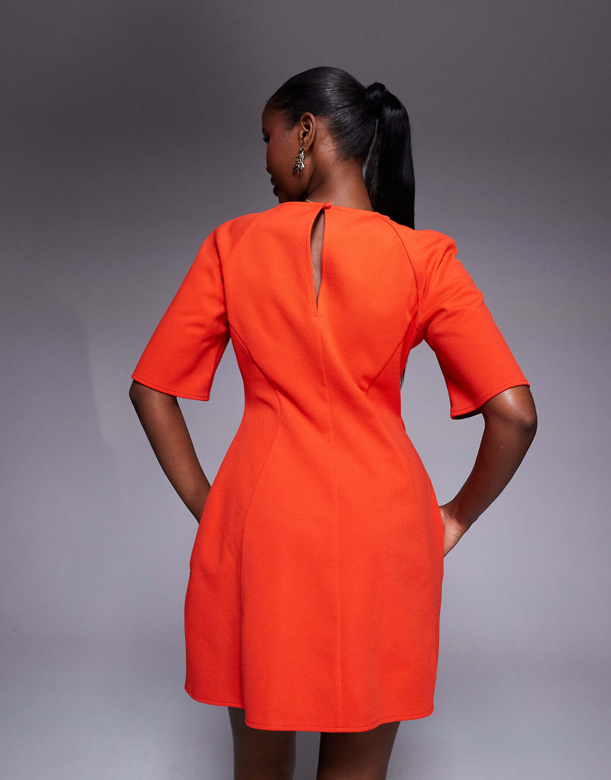 ASOS DESIGN short sleeve seamed dome skirt mini dress in red