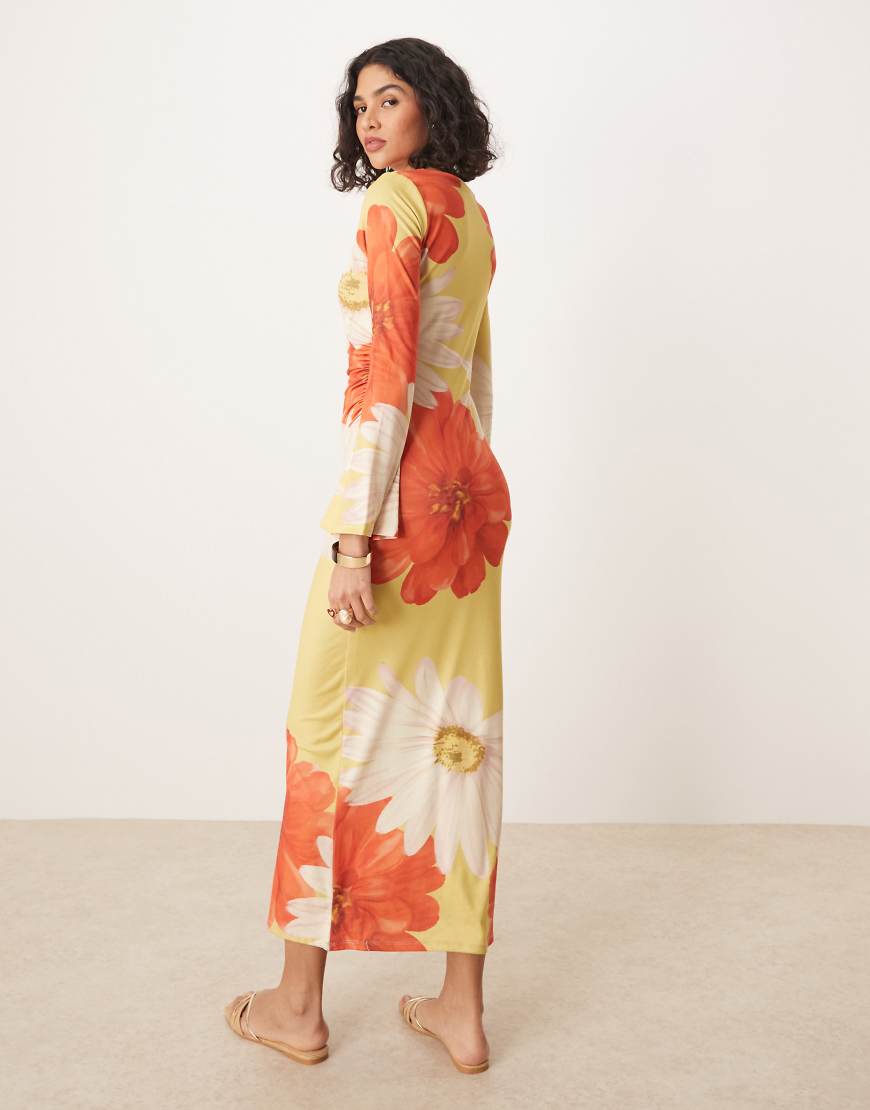 ASOS DESIGN angel sleeve midaxi dress in large floral print