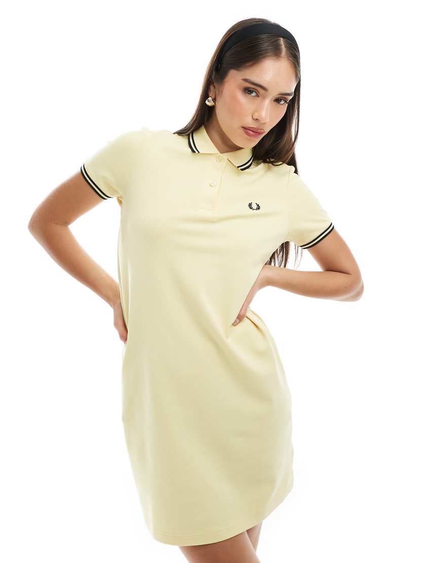 Fred Perry twin tipped polo dress in yellow/black
