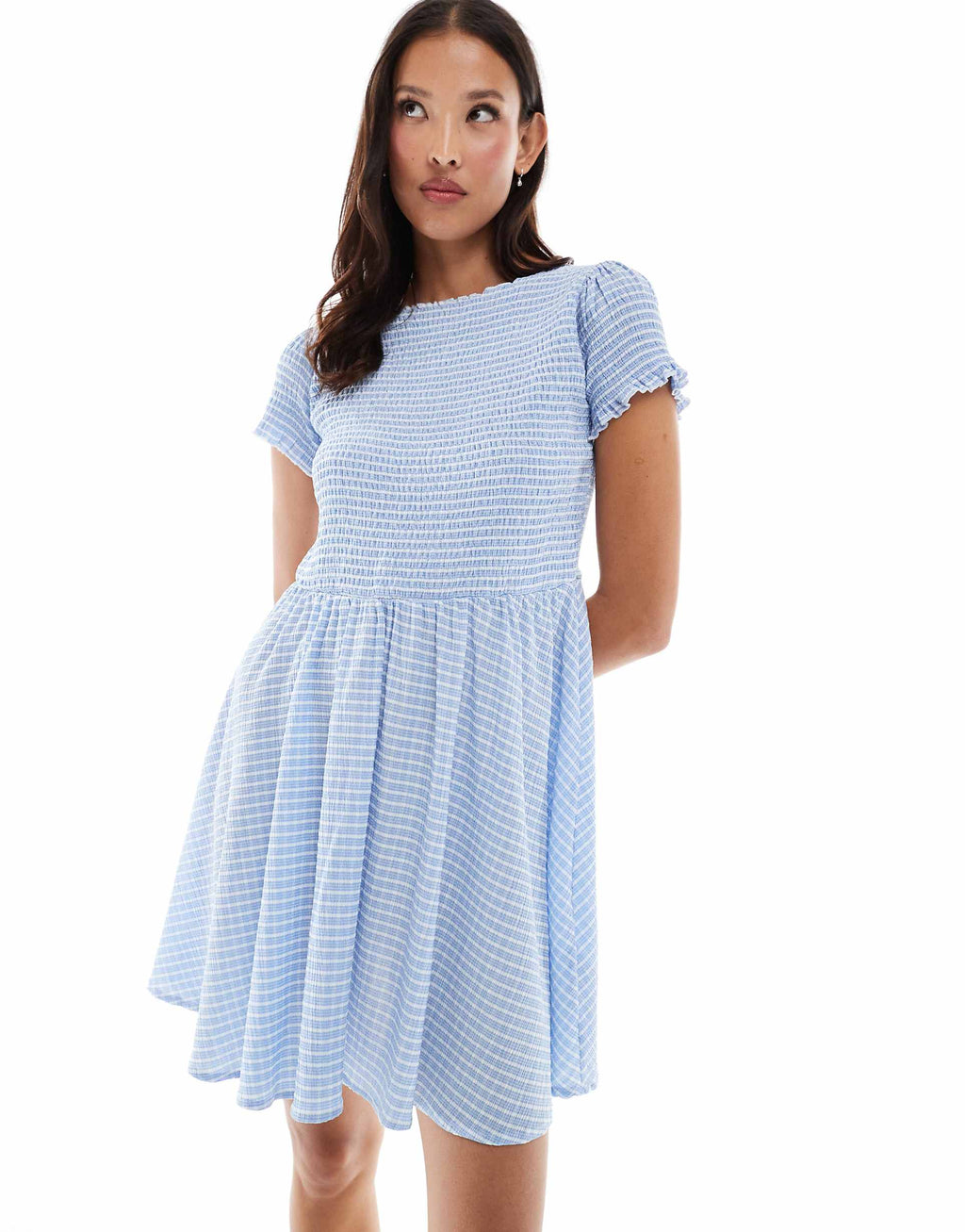 Daisy Street mini smock dress in blue check