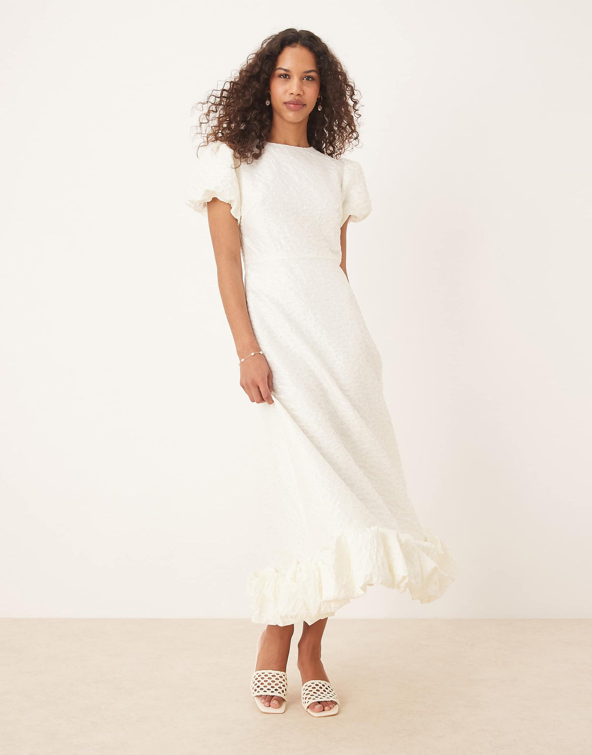 Sister Jane puff sleeve bubble hem maxi dress in ivory