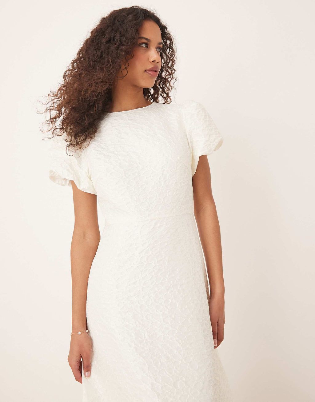 Sister Jane puff sleeve bubble hem maxi dress in ivory