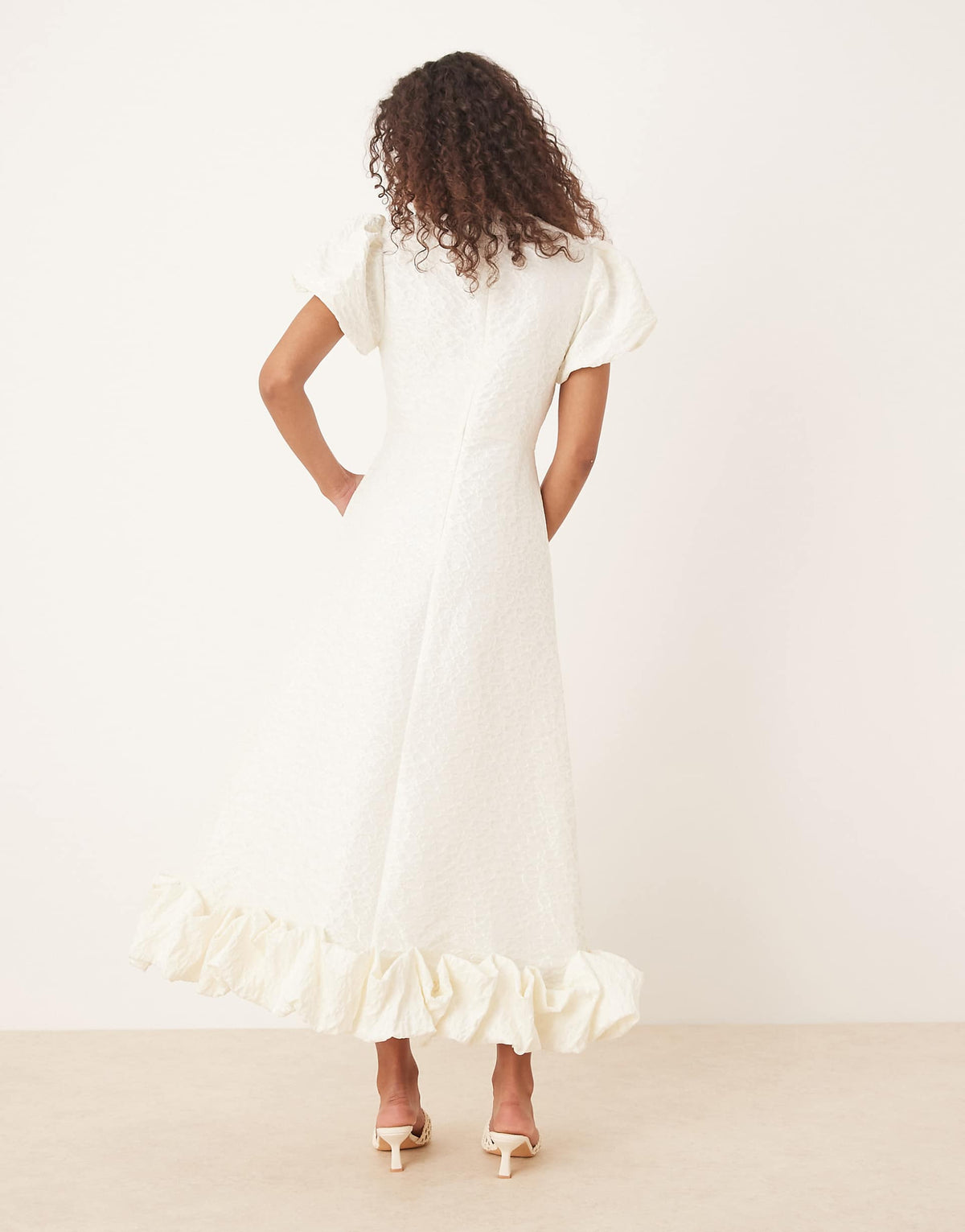 Sister Jane puff sleeve bubble hem maxi dress in ivory