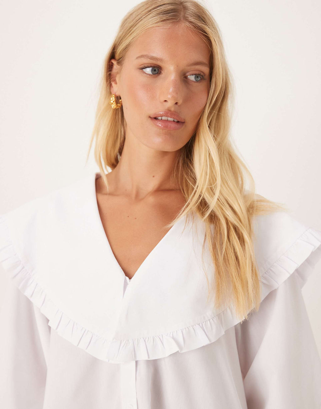 ASOS DESIGN shirt mini dress with oversized collar in white