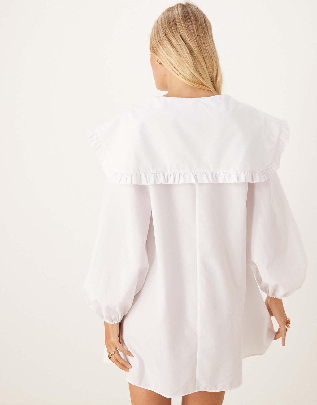 ASOS DESIGN shirt mini dress with oversized collar in white