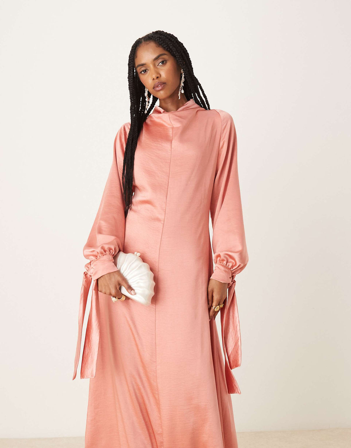 ASOS DESIGN blouson high neck maxi dress in rose