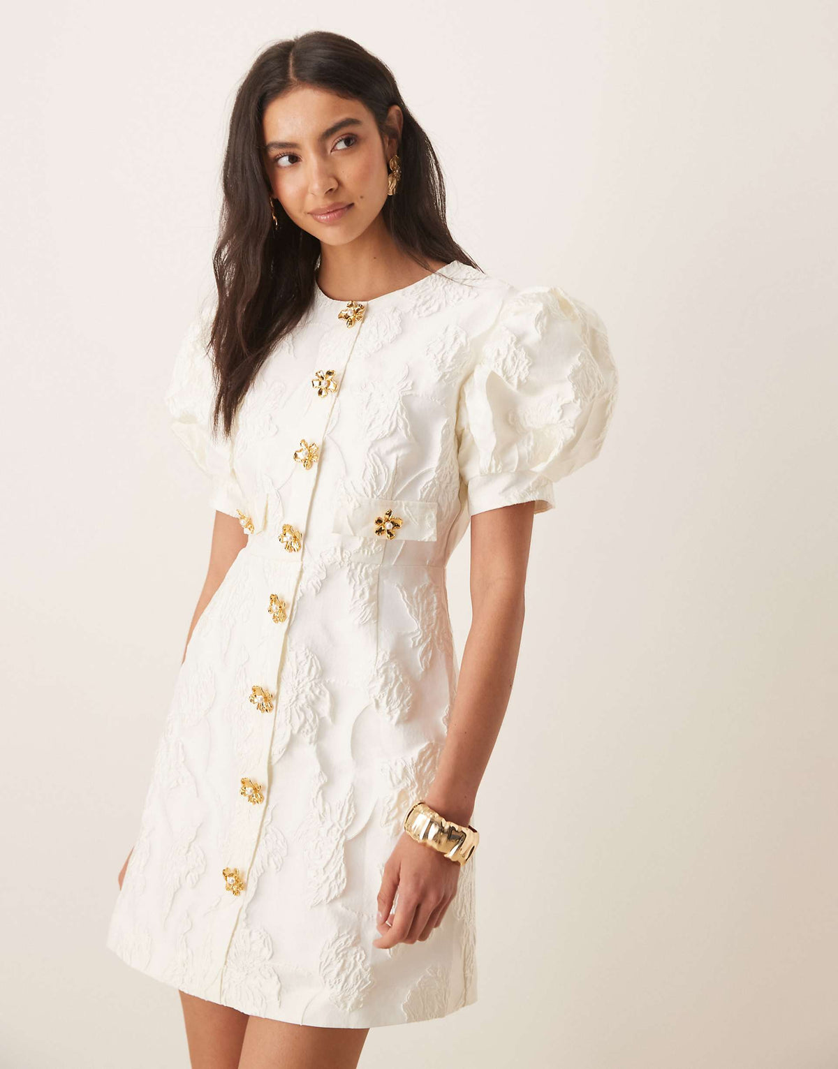 Sister Jane Anemone jacquard mini dress in ivory