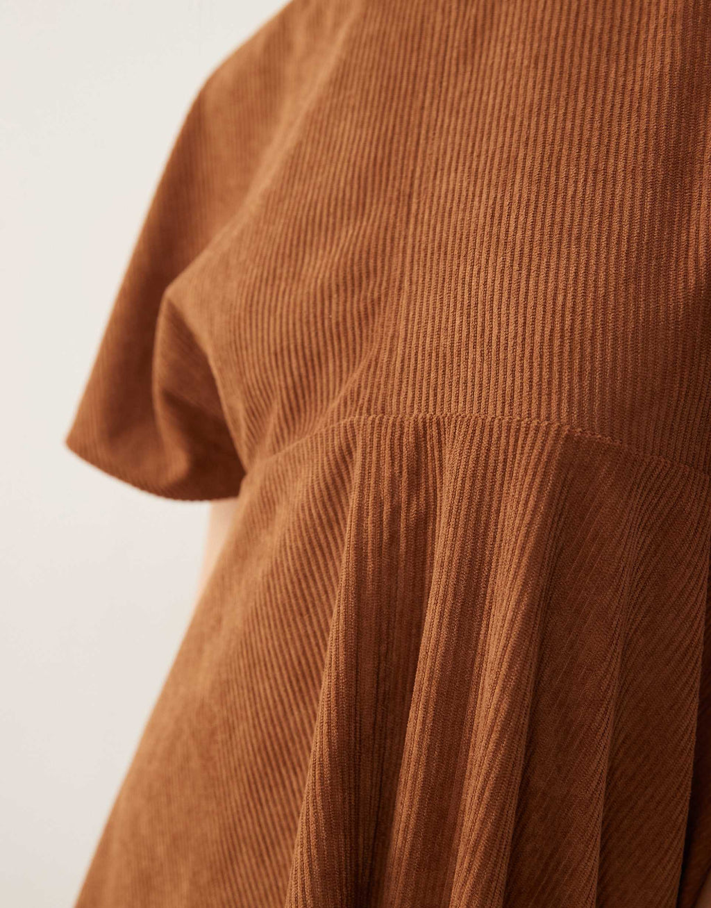ASOS DESIGN cord T-shirt mini dress with stitching detail in tan