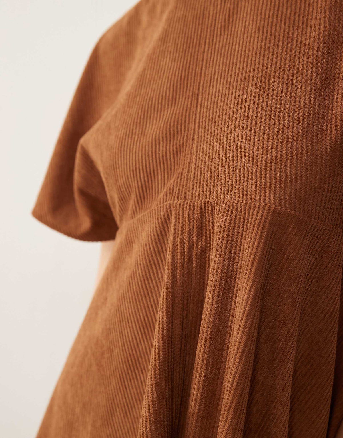 ASOS DESIGN cord T-shirt mini dress with stitching detail in tan