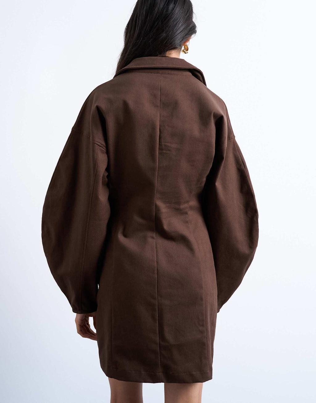 Topshop structured rugby collar mini dress in chocolate