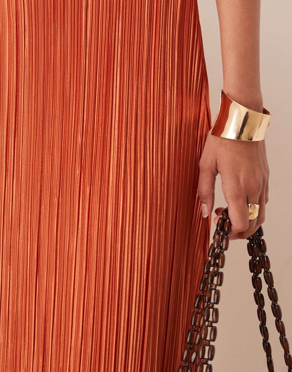 ASOS DESIGN plisse v neck midi dress in rust