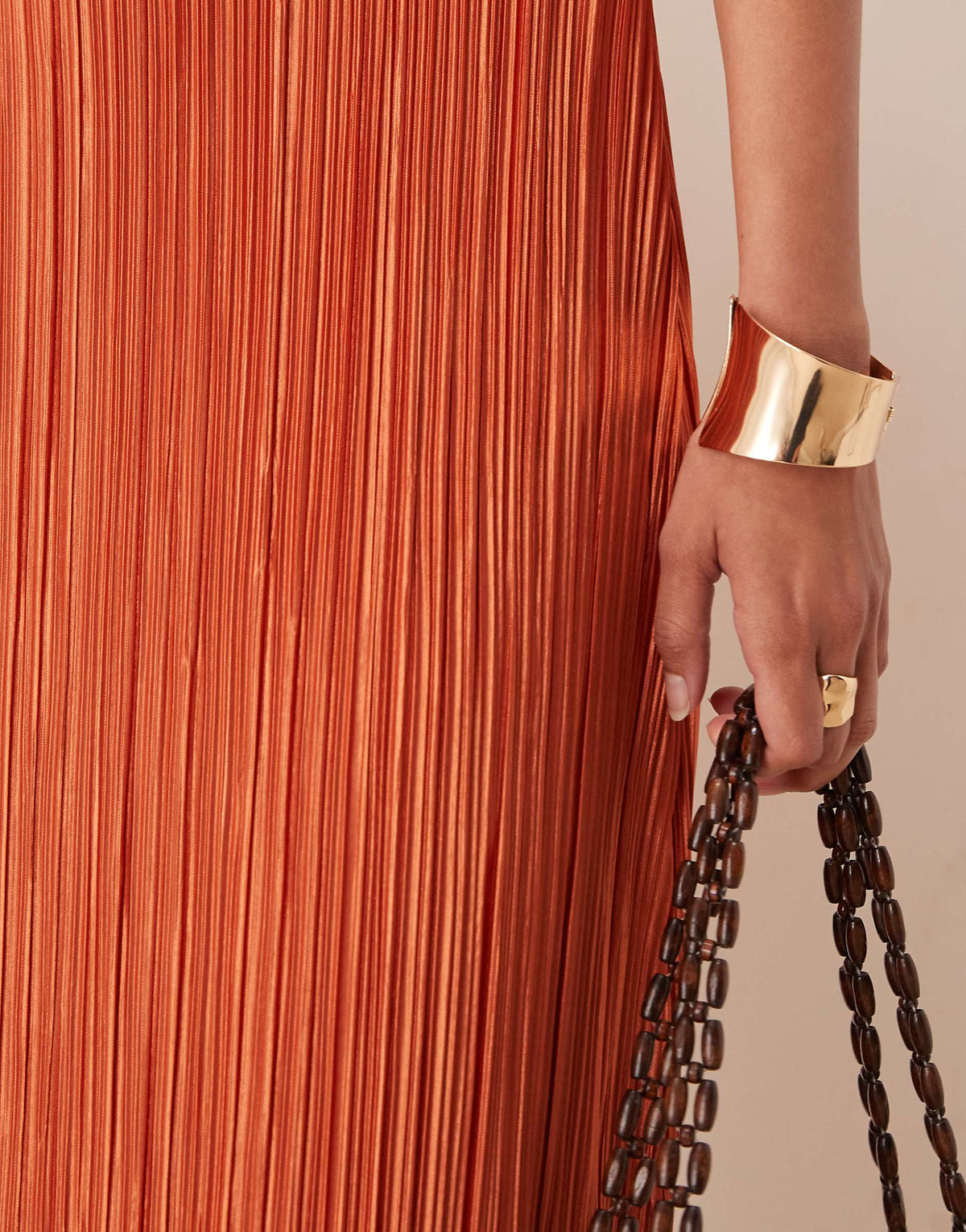ASOS DESIGN plisse v neck midi dress in rust