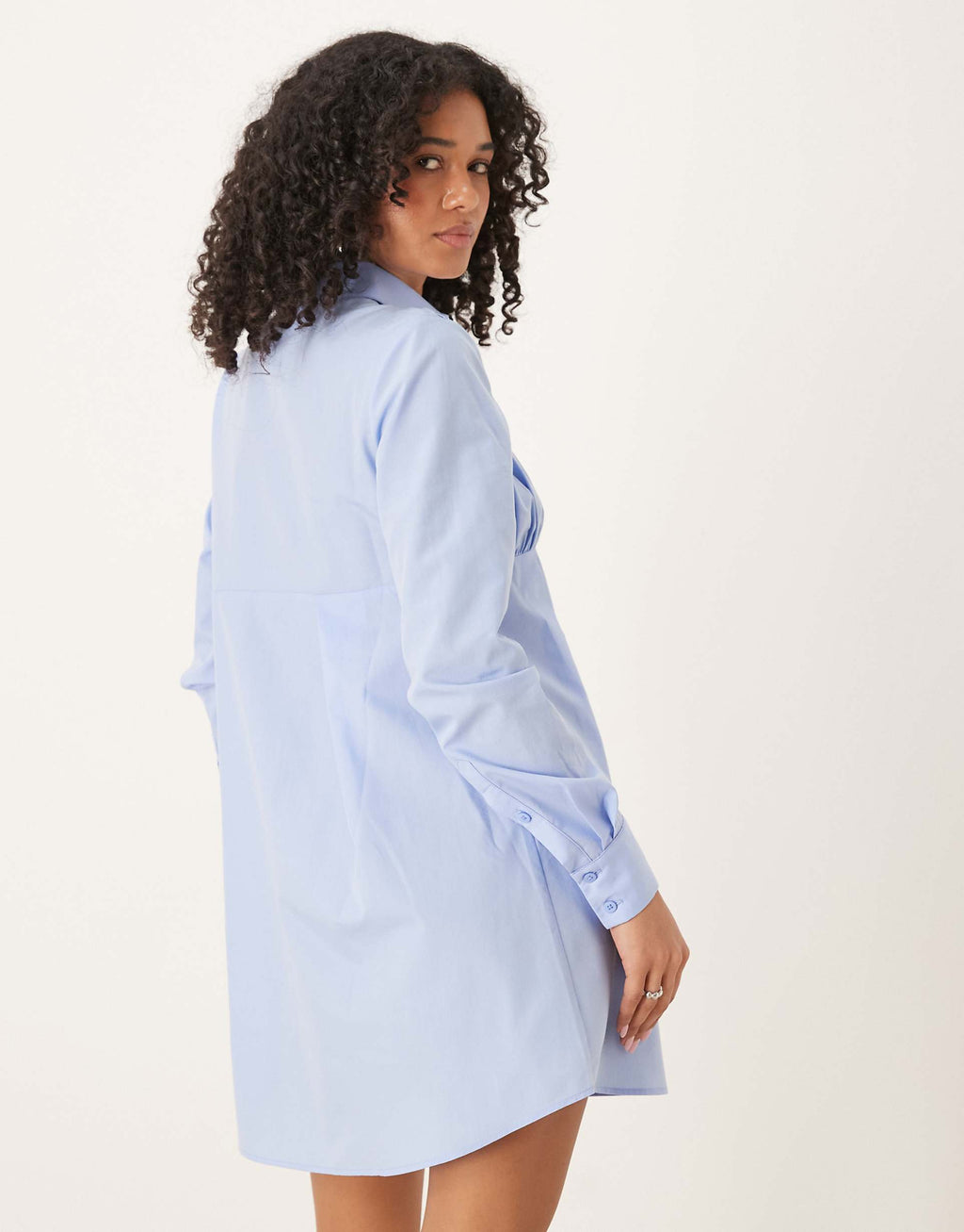 ASOS DESIGN ruched bust detail shirt mini dress in blue