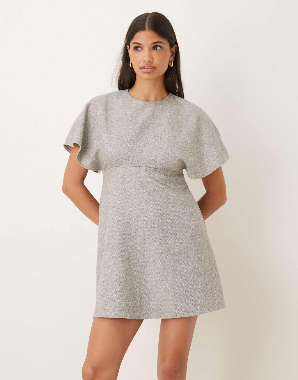 ASOS DESIGN mini dress with bust seam cinching in gray