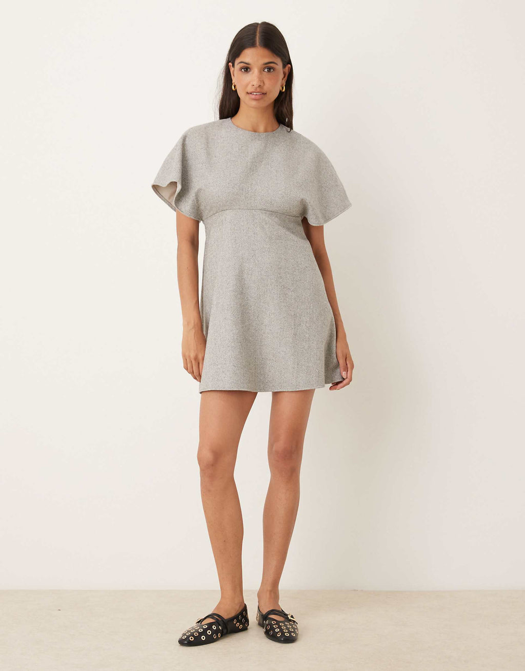 ASOS DESIGN mini dress with bust seam cinching in gray