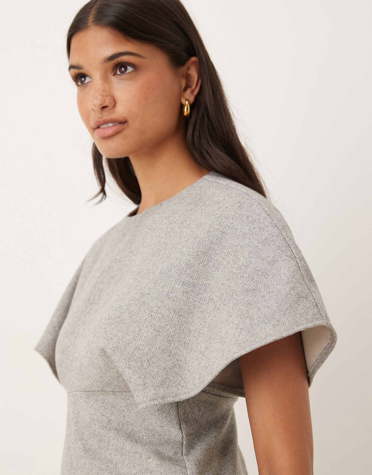 ASOS DESIGN mini dress with bust seam cinching in gray