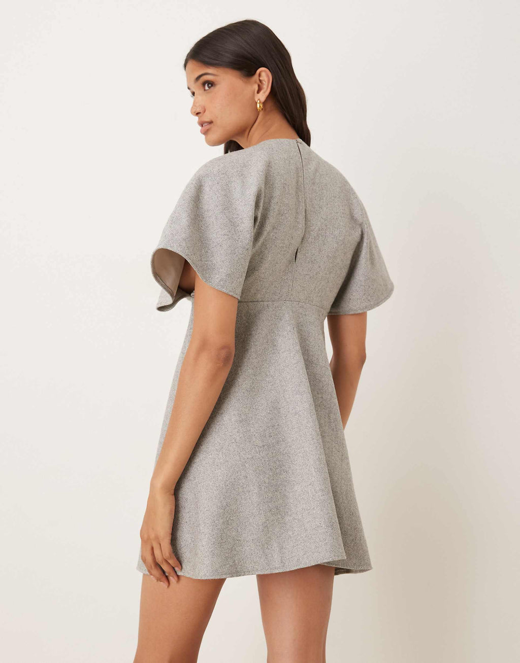 ASOS DESIGN mini dress with bust seam cinching in gray