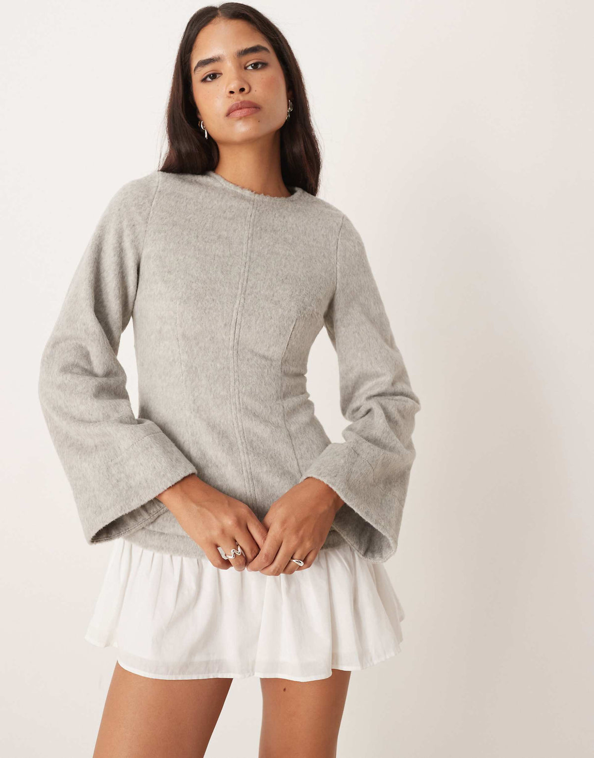 ASOS DESIGN hybrid dropped waist mini dress in gray