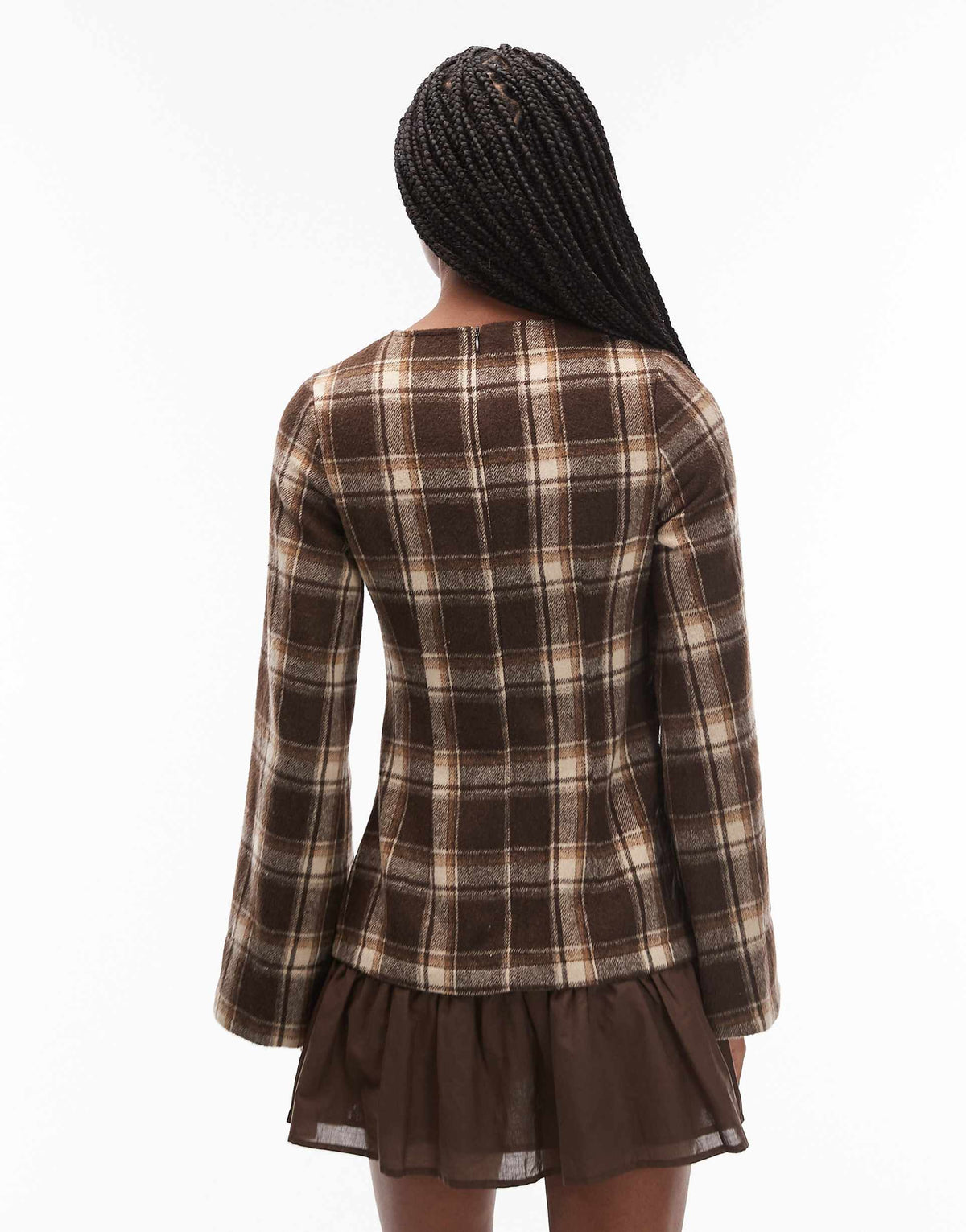 ASOS DESIGN hybrid dropped waist mini dress in chocolate check