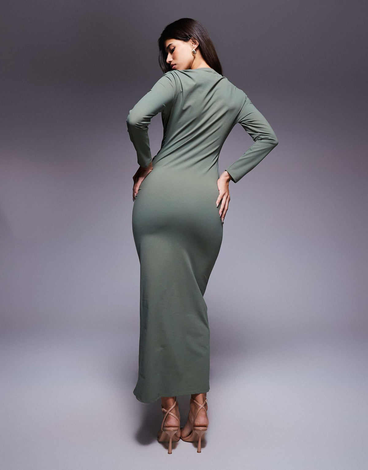 Daska ruched maxi dress in olive